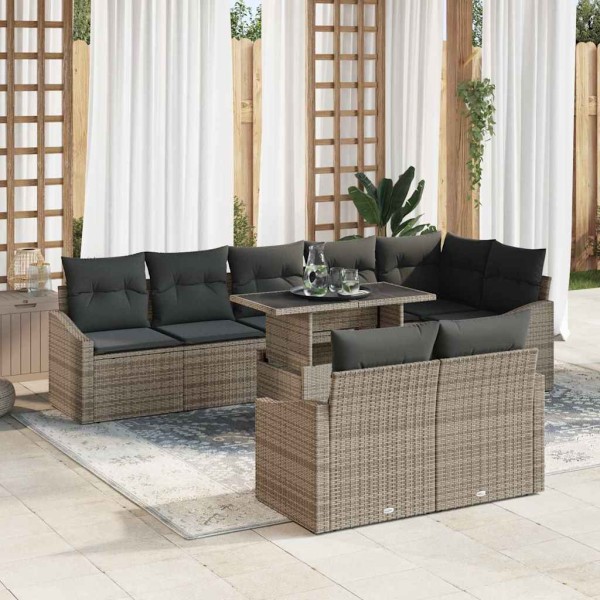 Garden sofa set with cushion and storage 9 pcs Gray