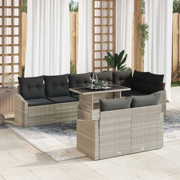 Garden Sofa Set 9 pcs Light gray and dark gray