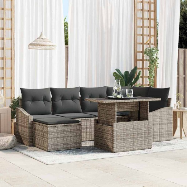 Garden sofa set with cushion and storage 7 pcs Gray