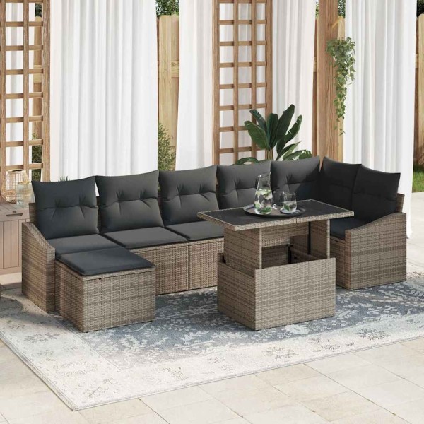 Garden sofa set with cushion and storage 8 pcs Gray