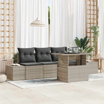 Garden Sofa Set 5 pcs Light...