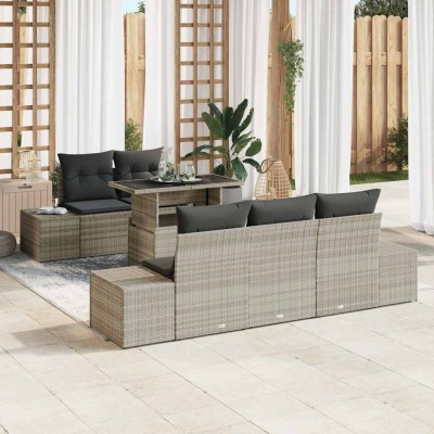 Garden Sofa Set 6 pcs Light...