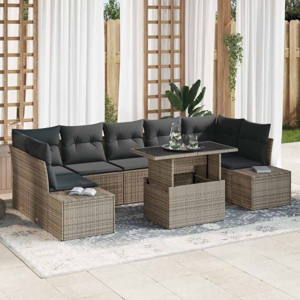 Garden sofa set with pillow 8 pcs Gray