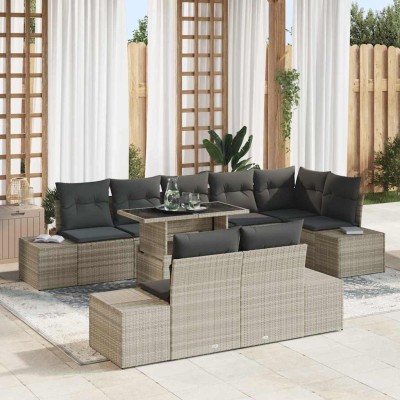 Garden Sofa Set 9 pcs Light...