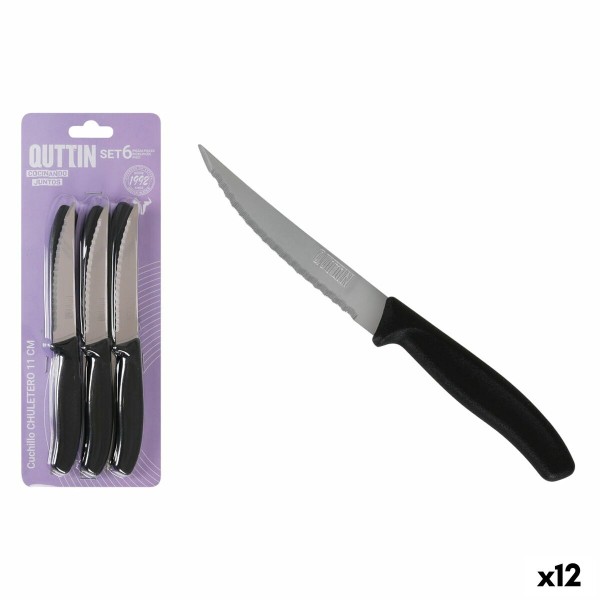 Peilių rinkinys Quttin 11 cm Juoda Sidabras 6 Dalys (12 vnt.)