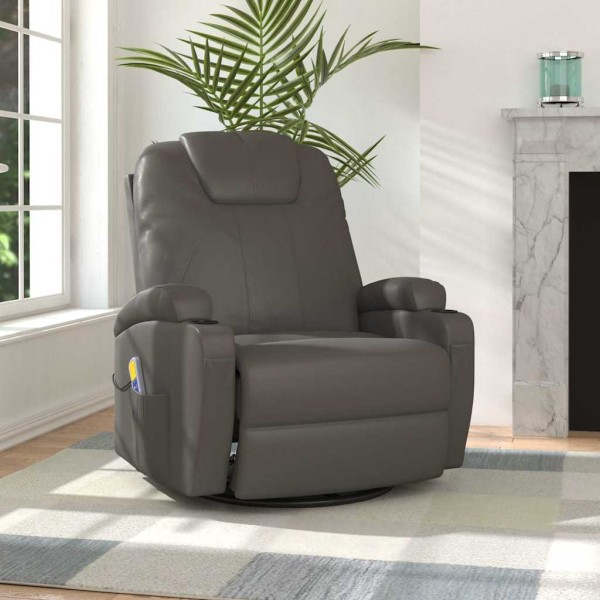 Swivel massage chair, anthracite color, artificial leather
