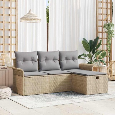 Garden Sofa Set 4 pcs Beige...