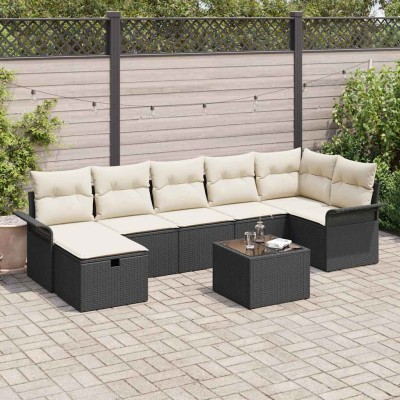 Garden Sofa Set 8 pcs Black...