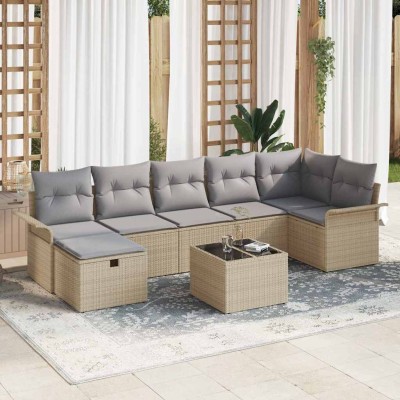 Garden Sofa Set 8 pcs Beige...