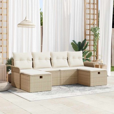 Garden Sofa Set 6 pcs Beige...