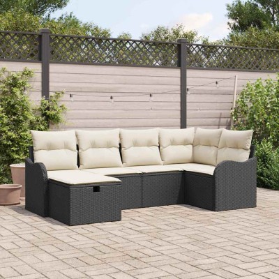 Garden Sofa Set 6 pcs Black...