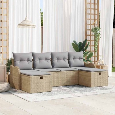 Sofa set 6 pcs Beige and...