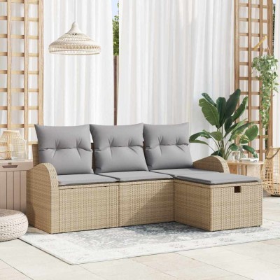 Sofa set 4 pcs Beige and...