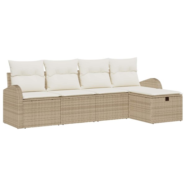 Sofa set with pillow Beige and cream polyrattan