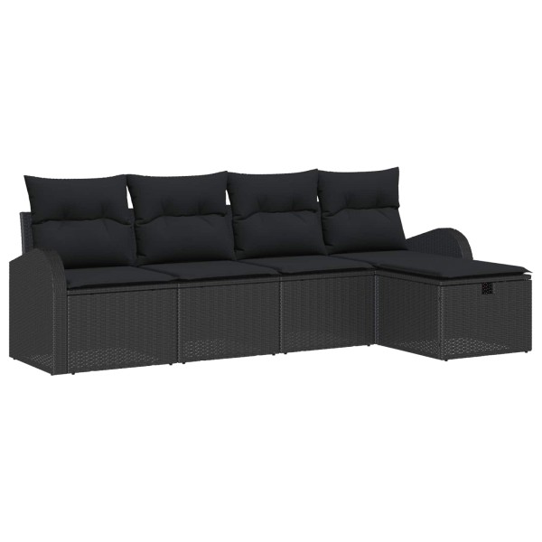 Sofa set with cushion with storage Black polyrattan