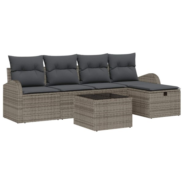 Sofa set with cushion with storage Gray polyrattan