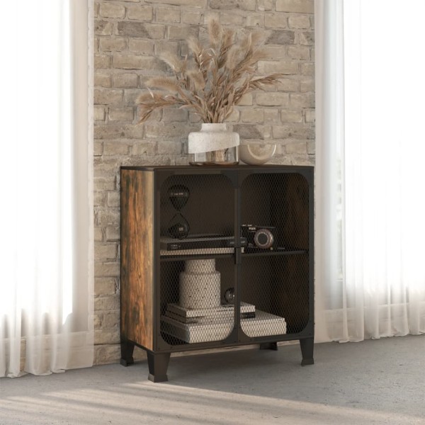 Cabinet for things, rustic brown, 72x36x82cm, metal and MDF