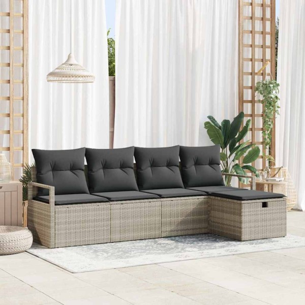 Sofa set with pillow Light gray polyrattan