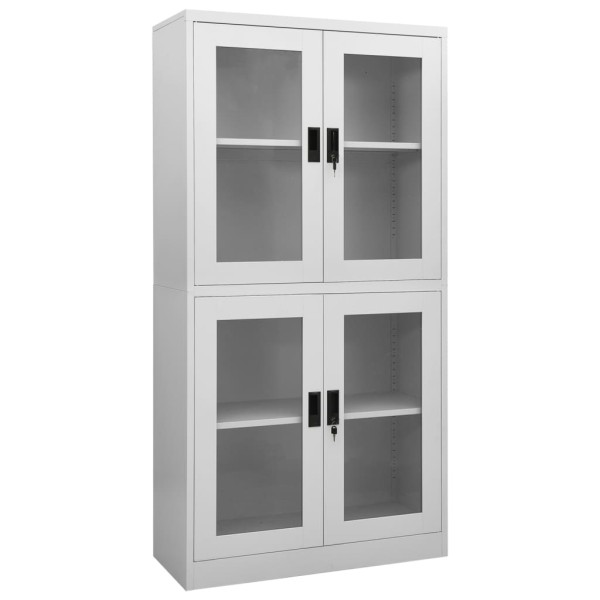 Office cabinet, light grey, 90x40x180cm, steel and glass