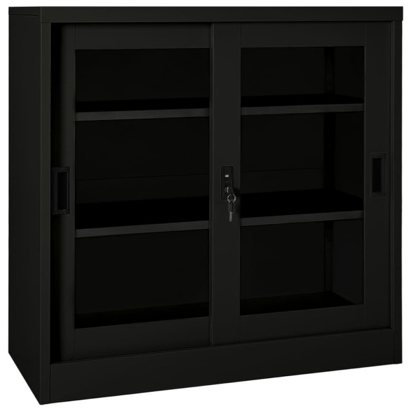 Cabinet with sliding doors, black, 90x40x90cm, steel