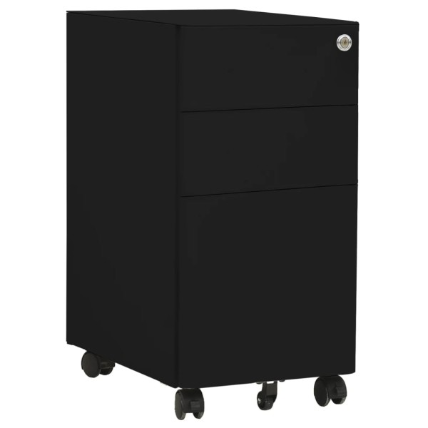 Mobile file cabinet, black, 39x45x59cm, steel