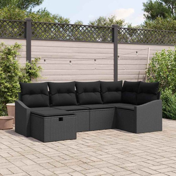 Sofa set with pillow 7 pcs polyrattan