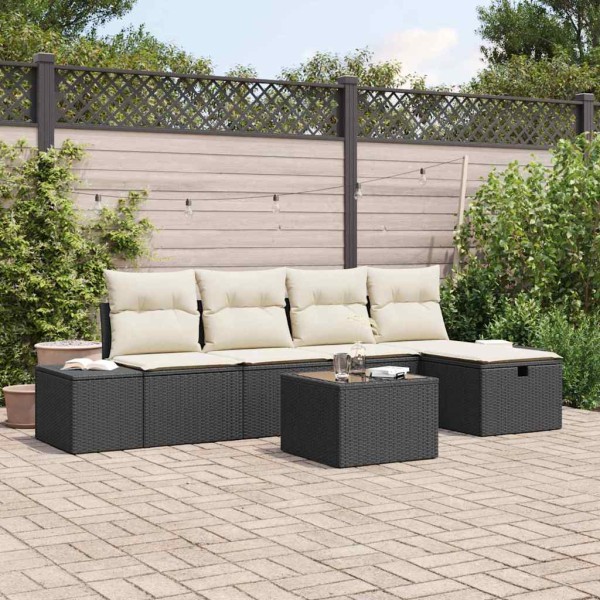 Sofa set with pillow 6 pcs polyrattan