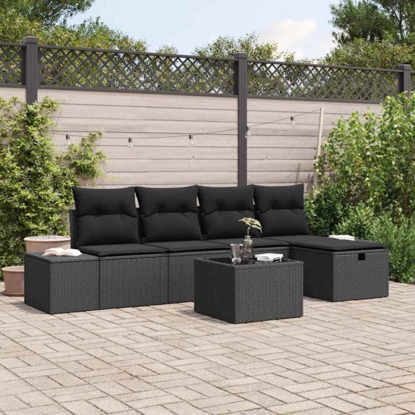 Sofa set with pillow 5 pcs polyrattan
