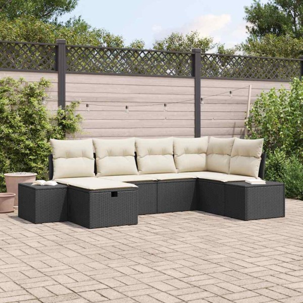 Sofa set with pillow 7 pcs polyrattan