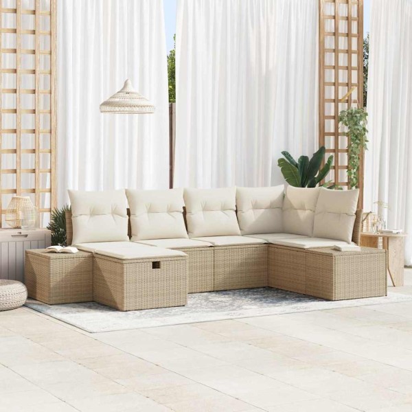 Sofa set with pillow 6 pcs polyrattan