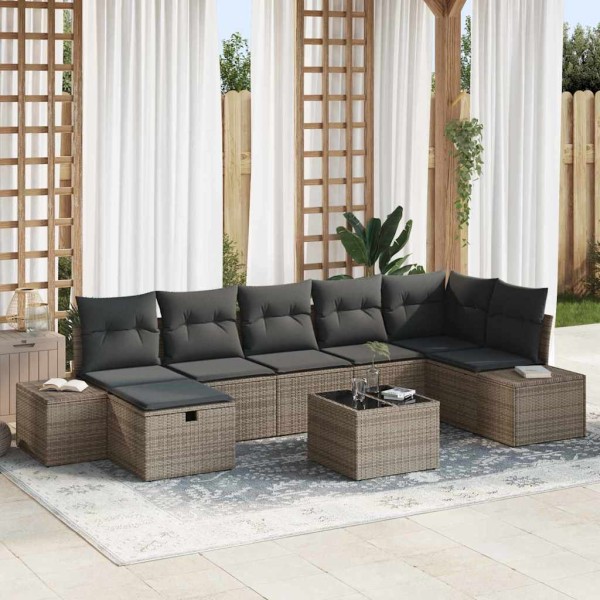 Sofa set with pillow 7 pcs polyrattan