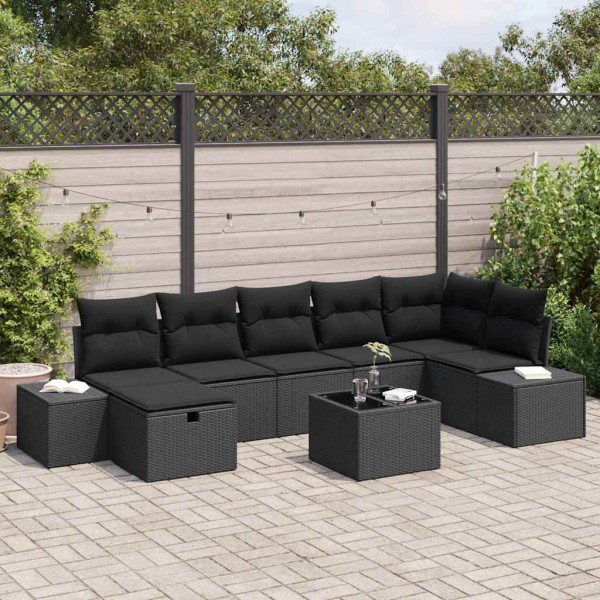 Sofa set with pillow 8 pcs polyrattan