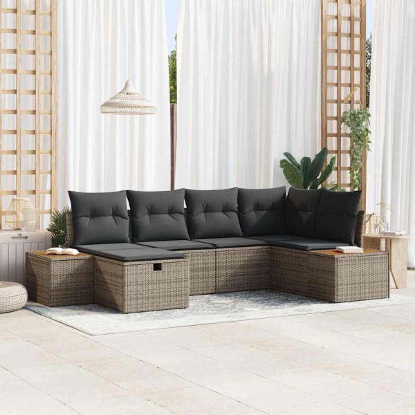 Garden sofa set with cushion and storage Gray polyrattan