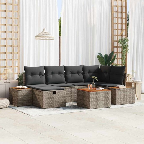 Garden Sofa Set 7 pcs Gray 55 x 62 x 69 cm Poly rattan