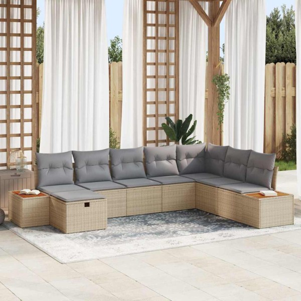 Garden sofa set with cushion with storage Sand polyrattan