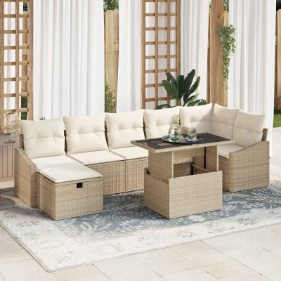 Garden Sofa Set 8 pcs Sand...