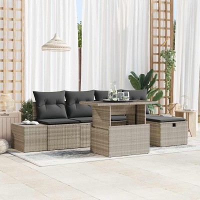 Garden Sofa Set 6 pcs Light...