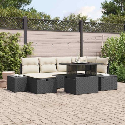 Garden Sofa Set 7 pcs Black...