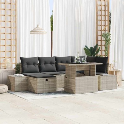 Garden Sofa Set 7 pcs Light...