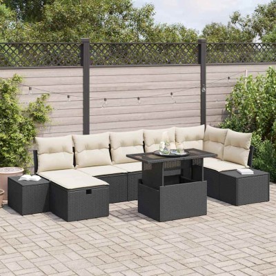 Garden Sofa Set 8 pcs Black...
