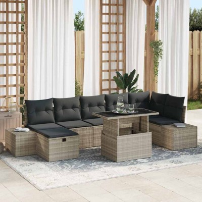 Garden Sofa Set 8 pcs Light...
