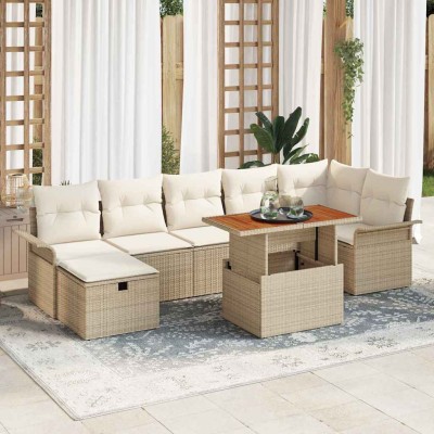 Garden Sofa Set 8 pcs Sand...