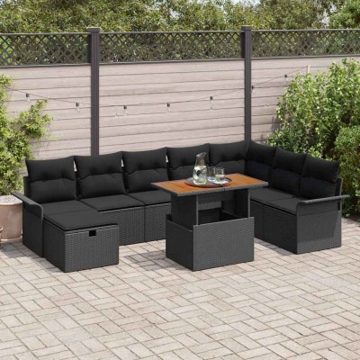 Garden Sofa Set 9 pcs Black...