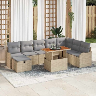 Garden Sofa Set 9 pcs Sand...