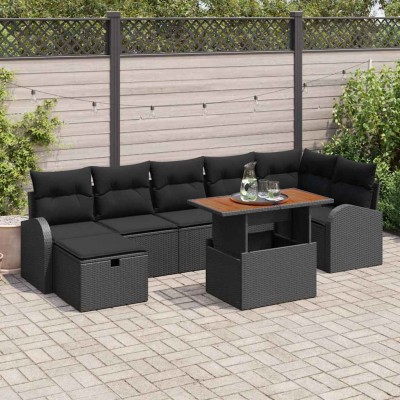 Garden Sofa Set 8 pcs Black...