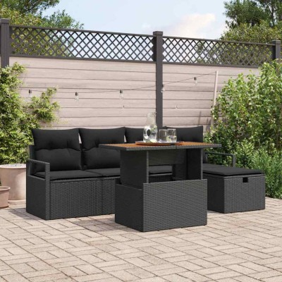 Garden Sofa Set 6 pcs Black...