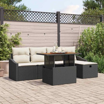 Garden Sofa Set 6 pcs Black...