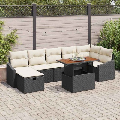 Garden Sofa Set 8 pcs Black...