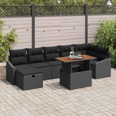 Garden Sofa Set 8 pcs Black...