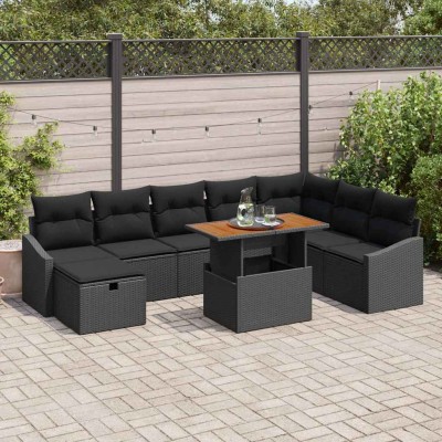 Garden Sofa Set 9 pcs Black...